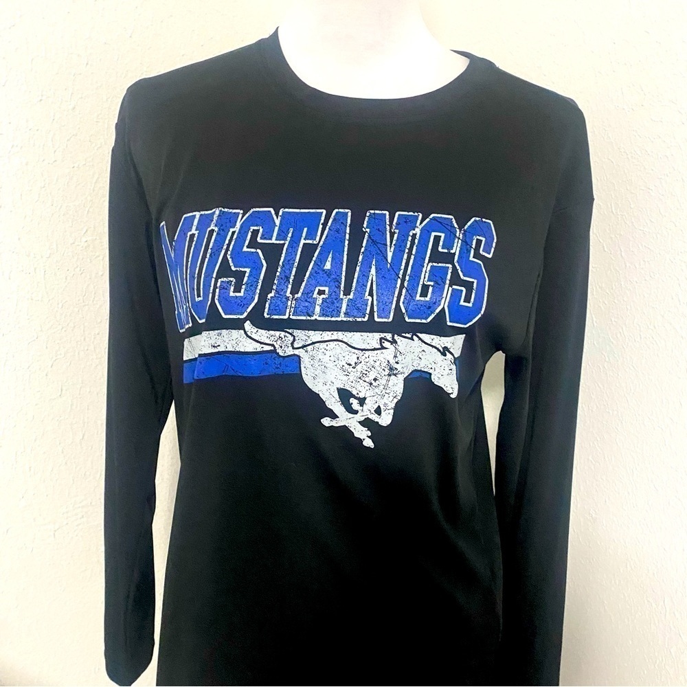 BAW MUSTANGS Men’s Long Sleeve Shirt Black Size SM